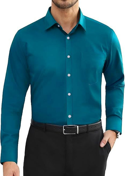 CB-COLEBROOK Mens Cotton Casual Classic Design Button Up Shirt with Chest Pocket, Male Clothes for Spring and Fall Business Occ