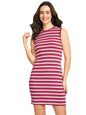 Pivl Women Striped Sleeveless Bodycon Dress Wine