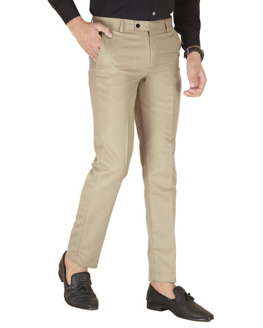 Noble Monk Regular Fit Mens Wear Formal Pant Beige