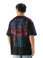 The Souled Store Official Fcb: Camp Nou Black Graphic Printed Oversized Cotton T-Shirt For Men & Boys- Short Sleeve Round Neck