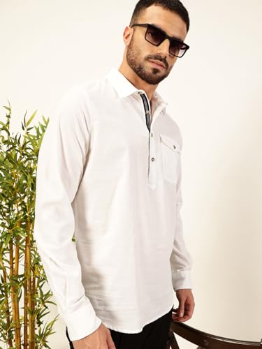Thomas Scott Men Solid Cotton Linen Kurta Shirt (Ts1531)
