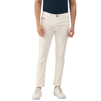 The Indian Garage Co Men Slim Fit Solid Mid-Rise Jeans White
