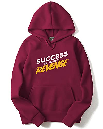ADRO Men's Cotton Neck Hooded Sweatshirt (H21-M-REV-MR_Maroon_XL)