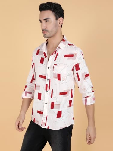 Kotty Mens Printed Rayon Full Sleeves Shirts(Multicolor,L)