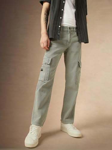 Dennis Lingo Mens Green Cotton Relaxed Fit Mid-Rise Casual Jeans DLMJNMJJ24008_SG