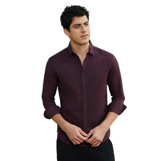 Campus Sutra Mens Wine Red Solid Cotton Shirt for Casual Wear | Spread Collar | Long Cuffed Sleeves | Button Closure | Shirt Cr
