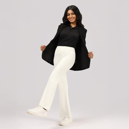 BlissClub Ultimate Flare Pants Lite for Women Above 55 ft Tall | High Waist Trousers and Formal Pants for Office wear | Comfort