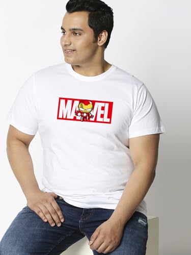 Bewakoof Official Marvel Merchandise Iron Man Mens Graphic Print Regular Fit Half Sleeve Round Neck Cotton Plus Size T-Shirt_63