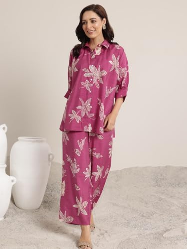 Libas WomenS Silk Blend Co-Ord Set (400231Or