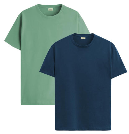 ADRO Mens T Shirts | Solid Tshirts for Men | Pure Cotton Lycra Fabric | 4 Way Stretch Smart tech Tshirt | Pack of 2 Round Neck T