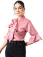 Style Quotient Women Tie-Up with Bell Sleeves Satin Top