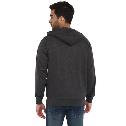 Turtle Men Poly Cotton Solid Charcoal Hooded Sweatshirt