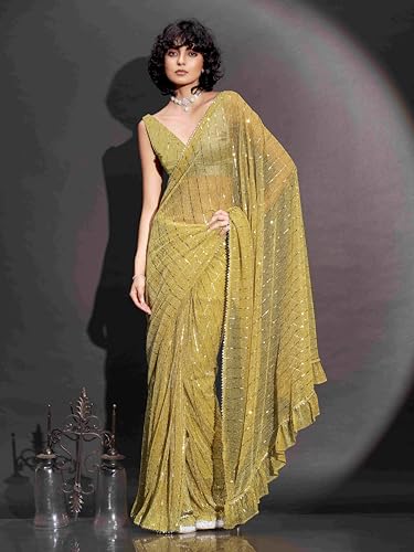 Womanista WomenS Women Ready To Wear Saree Ll Women Lycra Saree Ll Women Pre Draped Saree Ll Women One Minute Saree Ll Un-Stitc