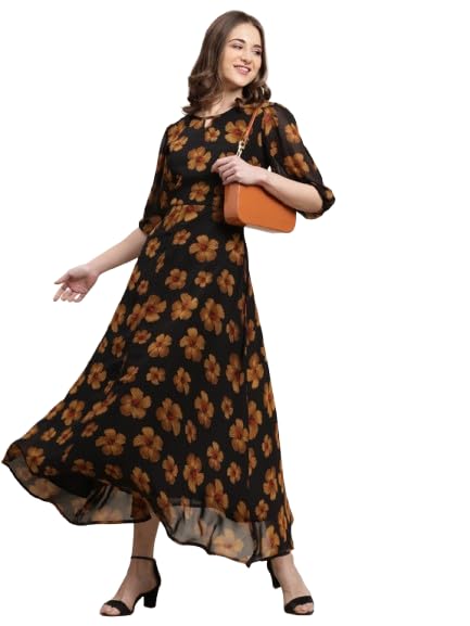Tee Projekt Women Stylish Maxi Dress|Elegant Graceful Georgette Dress