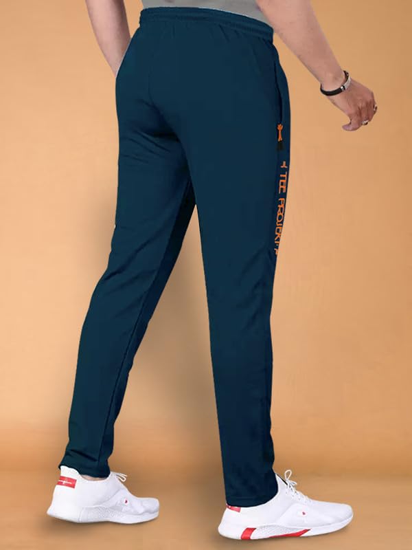 Pinkmint Lycra Soild Track Pant for Men & Elastic Jogger Gym Wear, Yoga Wear, Sports, Regular Wear (Pack of 1) Navy Blue