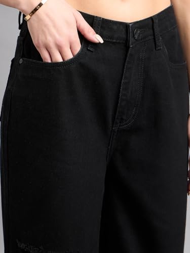Style Quotient Women Black Wide Leg High Rise Jeans