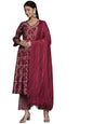 Libas WomenS Silk Blend Kurta Sets (34650_Maroon