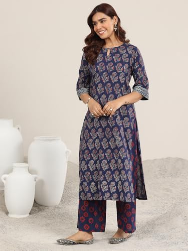 Libas WomenS Cotton Kurta Set (400192Oh_Blue