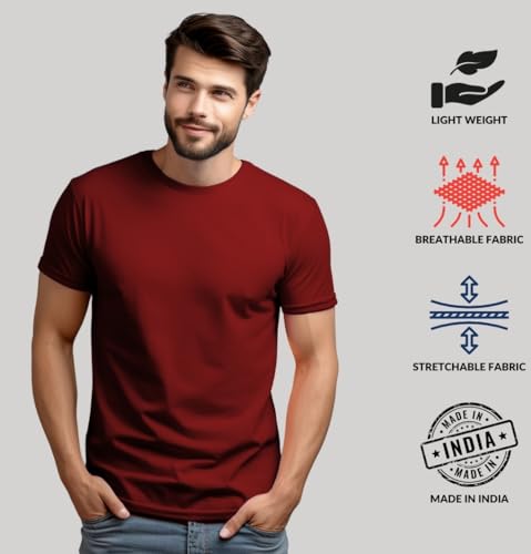 ADRO T Shirts Pack of 2 Mens Tshirts Cotton T Shirts for Men Tshirt T-Shirts Combo T Shirts Tshirts for Men Plain Solid Tshirts