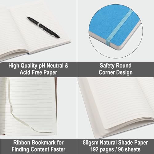 Anupam Sway Lined Journal Notebook, 192 Pages College Ruled Notebook, 80 Gsm Thick Paper, A5 Leather Textured Pu Cover With Desi