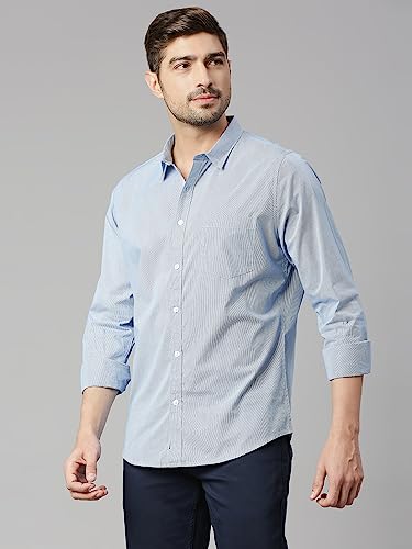 Thomas Scott Mens Solid Slim Fit 100% Cotton Casual Shirt with Spread Collar and Long Sleeve