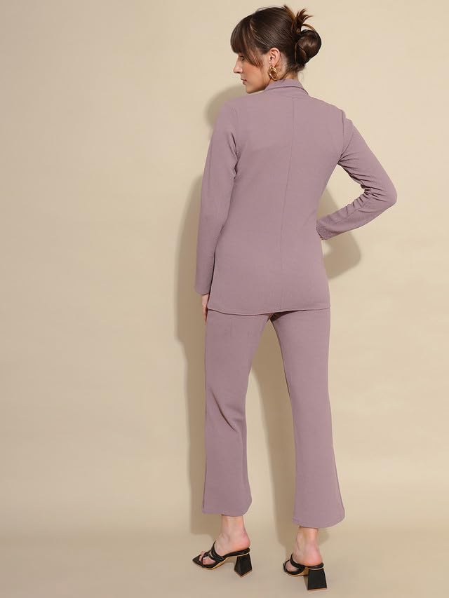 Selvia Co-ord Set for Women|Collared Neck Co-ord Set for Women| Blazer and Trouser|Solid Co-ord Set|Coat and Pant|2 Piece|Formal