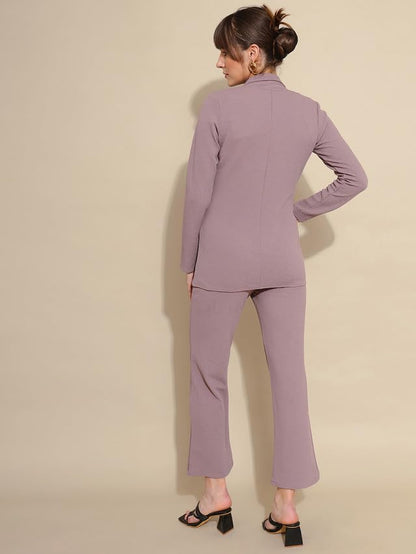 Selvia Co-ord Set for Women|Collared Neck Co-ord Set for Women| Blazer and Trouser|Solid Co-ord Set|Coat and Pant|2 Piece|Formal