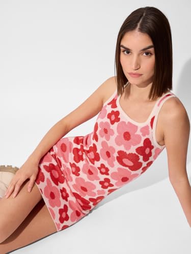 The Souled Store Jacquard Knit Dress: Bloom Women And Girls Sleeveless Acrylic Knit Dress