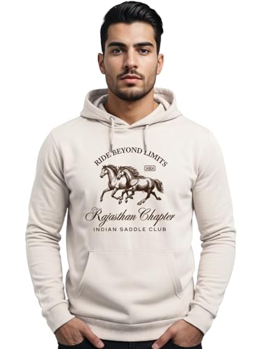 ADRO Ride Beyond Limits Hoodie for Men | 320 GSM Cotton-Poly Fleece | Soft Feel, Skin-Friendly Printed Graphic Sweatshirt with K