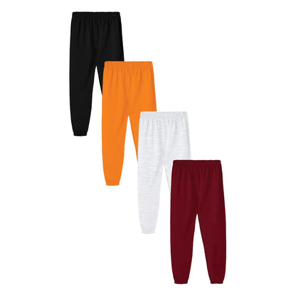 Kyda Kids Boys Mid Rise 100% Pure Cotton Printed Regular Fit Track Pants (Pack Of 4)