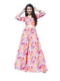 Varanga Women Multi Colour Abstract Printed Wrap Top Paired With Tonal Printed Flared Bottom