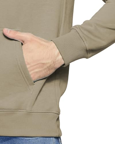 ADRO Mens Hoodies with Hail The Dragon Puff Backside Printed, 100% Cotton 340GSM. (H23-M-DRA-BE_Beige)