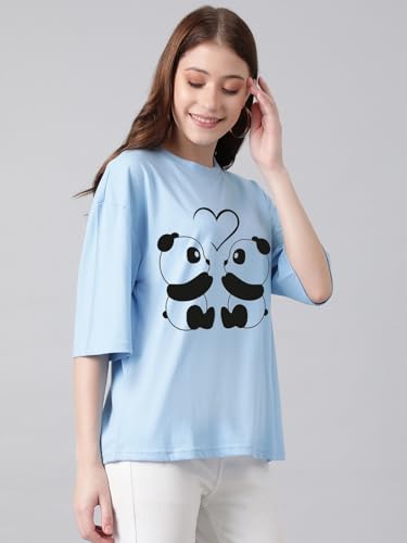 KOTTY Womens Cotton Blend Printed Oversized T-Shirts