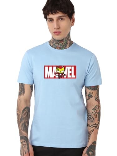 Bewakoof Official Marvel Merchandise MenS Graphic Print Regular Fit Half Sleeve Round Neck Pure Cotton T-Shirt_684619_T-Shirt_Xl