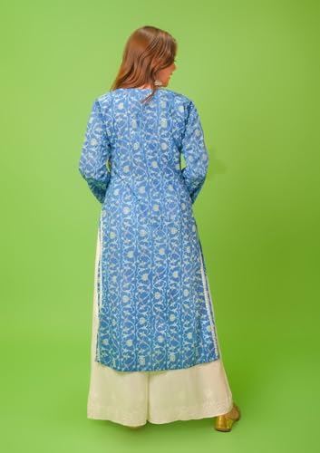 ANNI DESIGNER Women's Rayon Blend Straight Fit Embroidered Straight Kurta