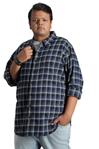 High Star MenS Checkered Slim Fit Shirt (Hsmshw23F3_C5_Blue