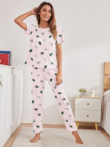SHIENZY Womens Stylish Avacado Printed Night Suit || T-Shirt & Pyjama for Nightwear Set || Casual Lounge & Sleep Wear for Girls