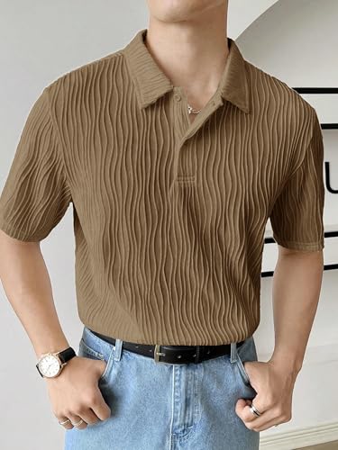 Noble Monk MenS Regular Fit Polo T-Shirt |Half Sleeves |Textured Popcorn T-Shirts For Men | Stylish Half Sleeve T-Shirt For Men