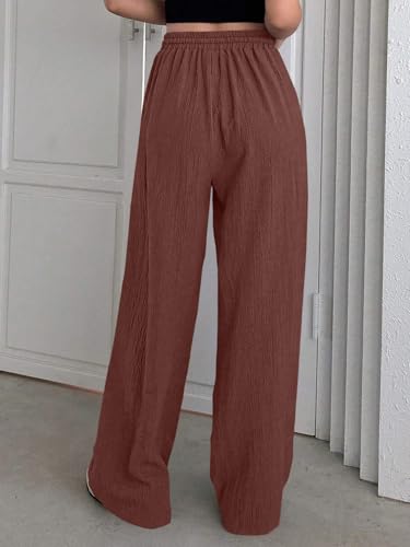 Greciilooks Regular High-Waisted Pants | Korean Trousers For Women (Gl-Tr1028-N_Brown