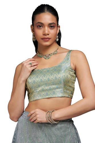 Soch Womens Teal Tussar Woven Design Blouse