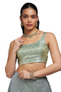 Soch Womens Teal Tussar Woven Design Blouse