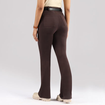 BlissClub AM:PM Air Flare Trousers Cotton for Women Above 55 ft Tall | Bootcut Trousers and Formal Pants for Women Office wear