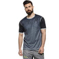 Campus Sutra Mens Charcoal Grey Geometric Activewear T-Shirt for Casual Wear | Crew Neck | Short Sleeve | Pull On Closure | Pol