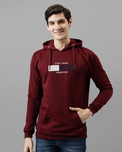 ADRO Printed Hoodie for Men, Cotton Sweatshirt, XL, Red, Model H24-FLAG-RD
