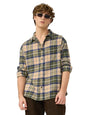 The Souled Store Plaid Shirt: Mustard Men And Boys Long Sleeves Collared Neck Button Front Regular Fit Cotton Utility Shirts
