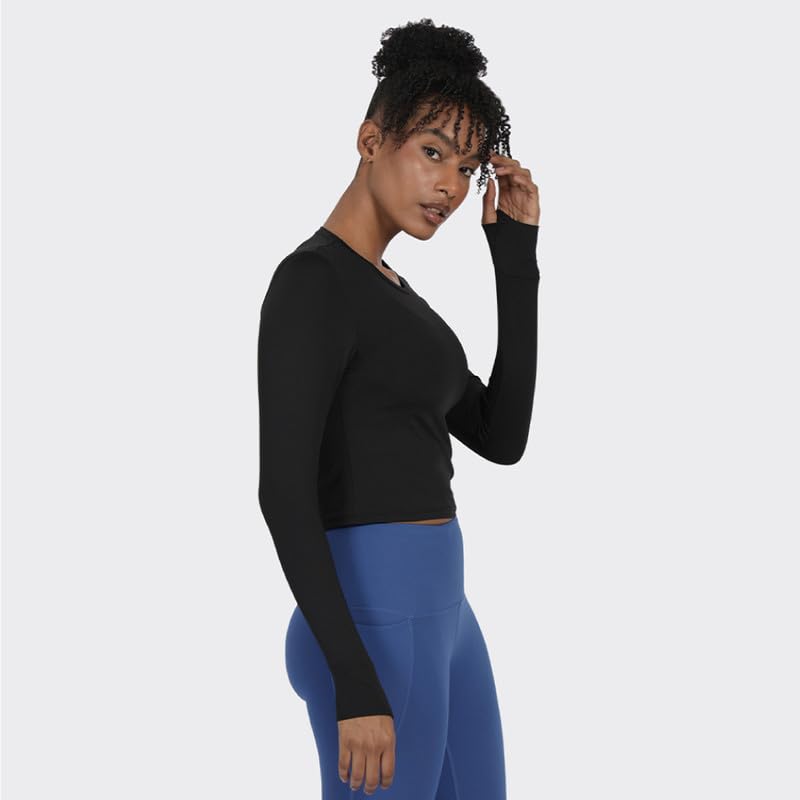 BlissClub Aerocool Training Crop Top | Crop fit | Full Sleeves | Thumbhole