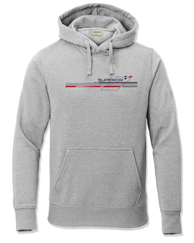 ADRO Men's Cotton Blend Neck Hooded Sweatshirt (H24-RAC-GR_Grey
