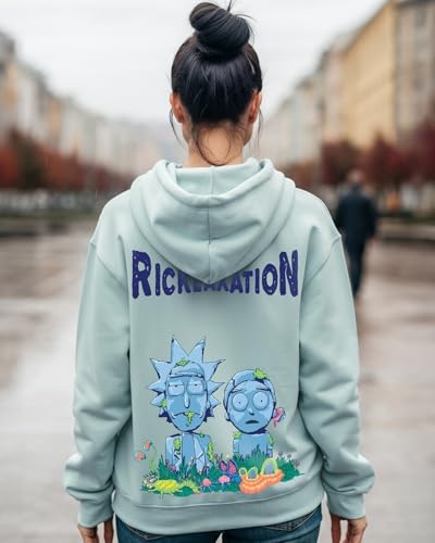 Bewakoof Official Rick and Morty Merchandise Womens Graphic Printed Oversized Fit Full Sleeve Hooded Neck Polycotton Hoodies 62