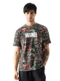 The Souled Store Official Marvel: Comic Nerd Men And Boys Short Sleeves Round Neck Grey All Over Printed Cotton T-Shirts