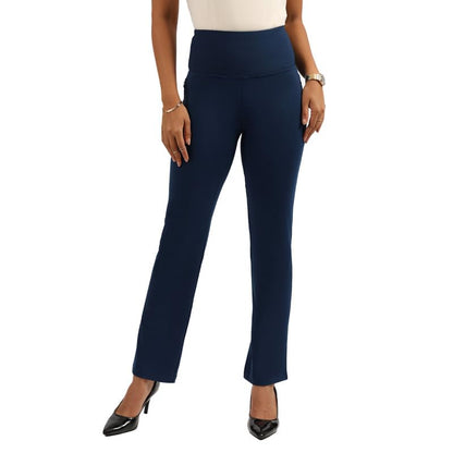 BlissClub Ultimate Sculpt Straight Pants -Tall Above 55, Ribbed Waistband, 2 Zippered Pockets, Feels Like Second Skin, Straight